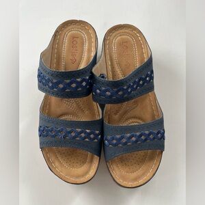 Navy Lostisy Hollow Cut Pattern Open Toe Sandals Women’s Size 10